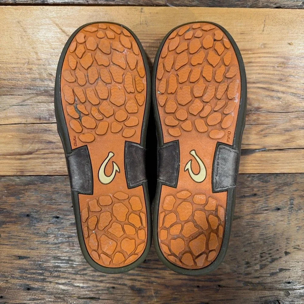 Olukai Mens Nana Hele Chukka Boots Size 11 Brown Leather Textile Stingray Detail